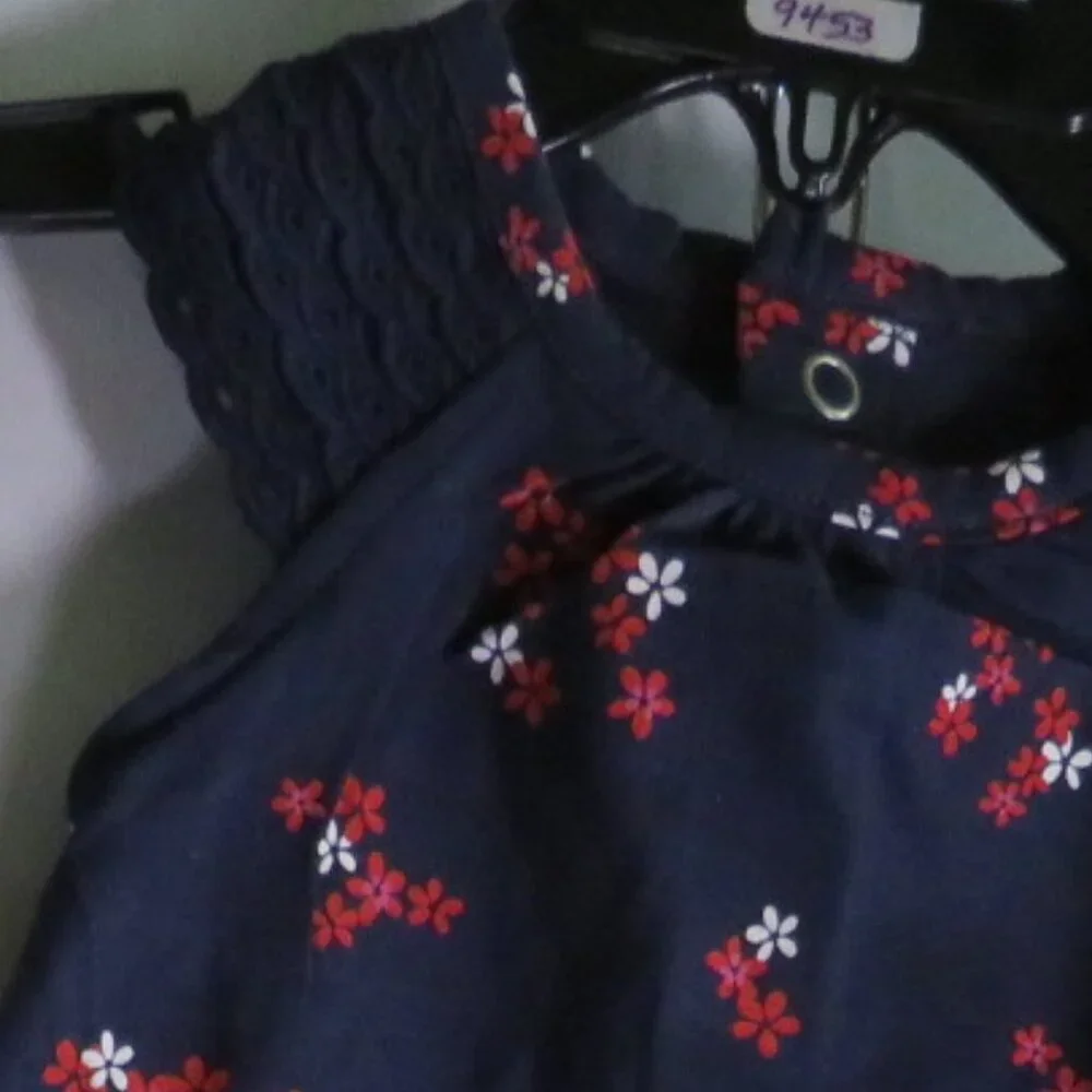 Baby Navy & Red Floral Dress & Panties set 2pc 100% cotton 6mts Carter's